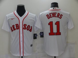 Boston Red Sox #11 Rafael Devers White Cool Base Jersey
